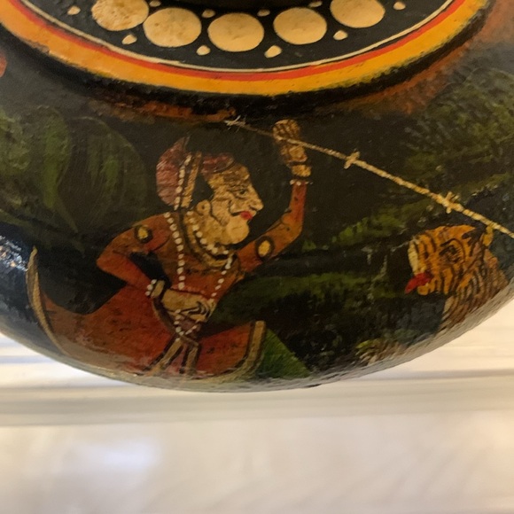 Hand painted trinket container wood vintage - Picture 6 of 17